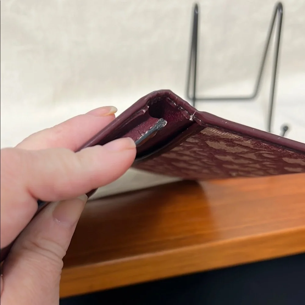 Dior Burgundy and Beige Logo Jacquard Wallet